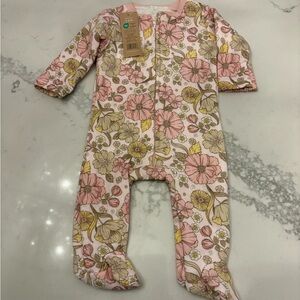 Charming Floral Kids Footie in Pink and Yellow